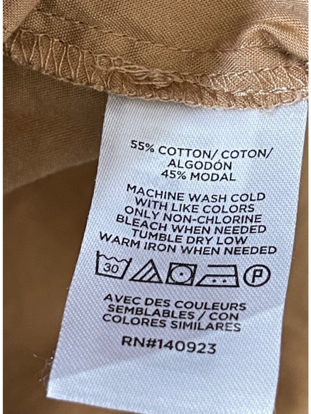 Loft Top Camel Brown Size M Medium Ruched Sleeve V-Neck Cotton Modal - Picture 6 of 6